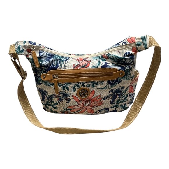 Kim Rogers Floral Crossbody Shoulder Bag Tan Strap - Picture 1 of 8